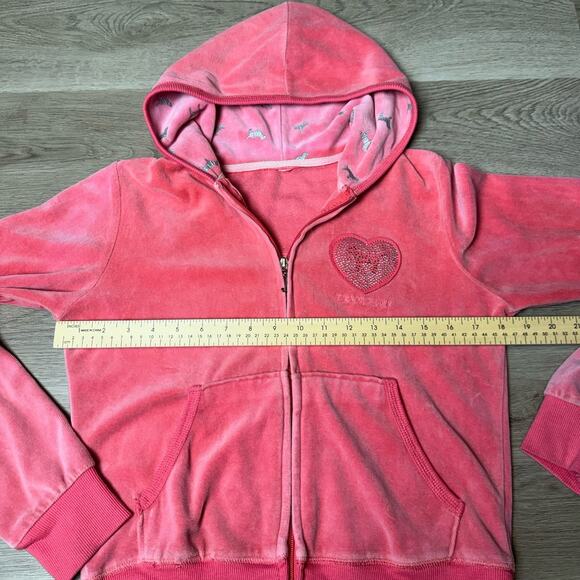 Y2K Vintage Victoria’s Secret PINK Velour Bling Jacket Size XS Hooded RARE - Picture 6 of 7